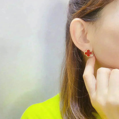 [Baslove]CLOVER MEDIUM 1 MOTIFS CARNELIAN  EARRINGS