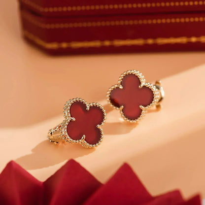 [Baslove]CLOVER MEDIUM 1 MOTIFS CARNELIAN  EARRINGS