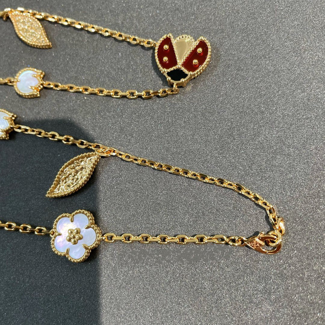 [Baslove]LUCKY SPRING 15 MOTIFS GOLD NECKLACE