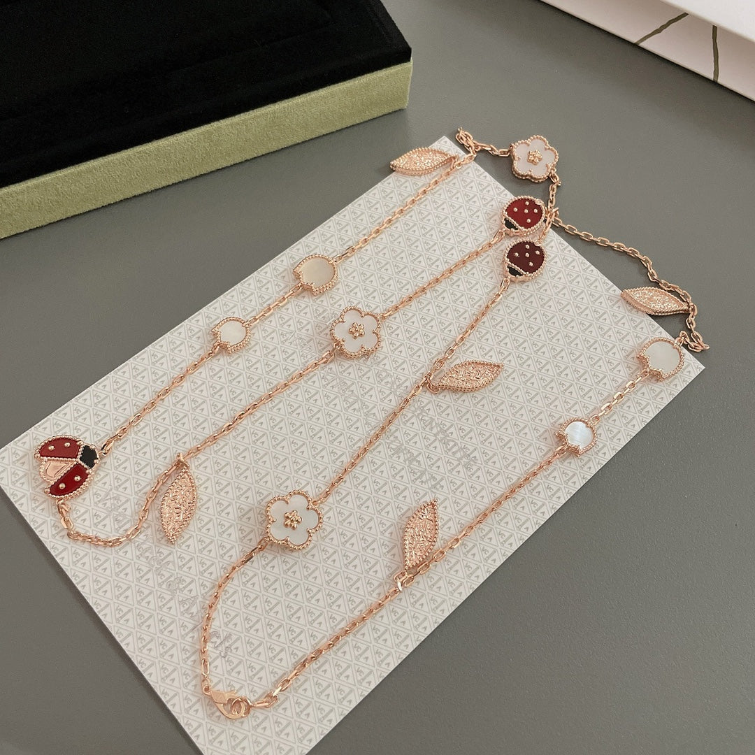 [Baslove]LUCKY SPRING 15 MOTIFS ROSE GOLD NECKLACE