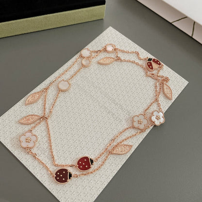 [Baslove]LUCKY SPRING 15 MOTIFS ROSE GOLD NECKLACE