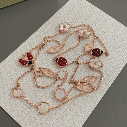 [Baslove]LUCKY SPRING 15 MOTIFS ROSE GOLD NECKLACE