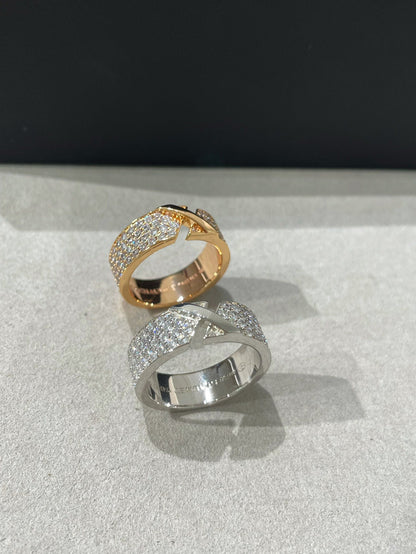 [Baslove]LIENS EVIDENCE PINK GOLD DIAMOND PAVED RING