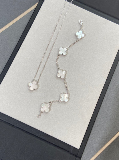 [AURORA]CLOVER WHITE PEARL MOP 5 MOTIF BRACELET COLLECTION