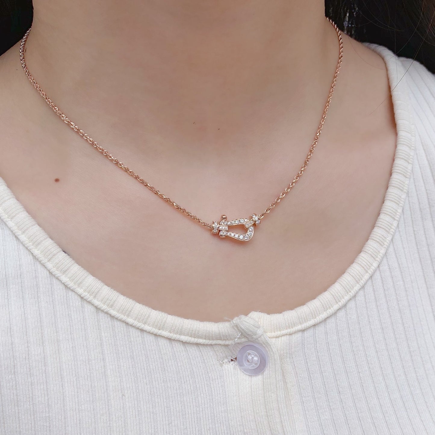 [Baslove]FORCE 10 PINK GOLD DIAMOND NECKLACE