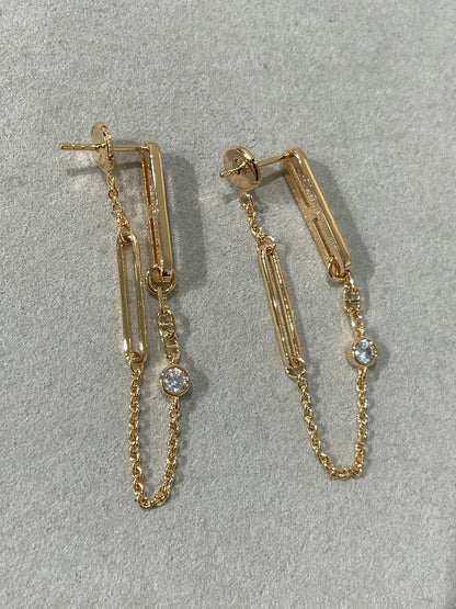 [Baslove]CHAINE CHAOS DIAMOND DROP EARRINGS