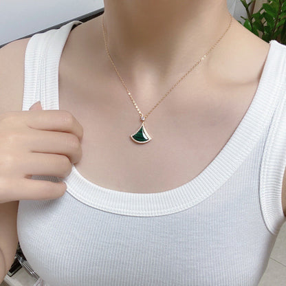 [Baslove]DREAM MALACHITE DIAMOND PAVED PINK GOLD NECKLACE