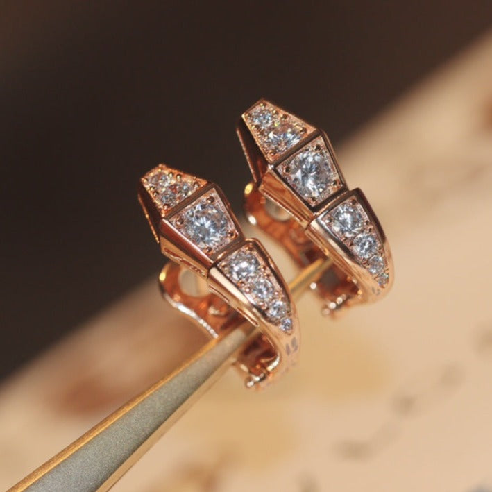 [Baslove]SERPENT PINK GOLD DIAMOND EARRINGS