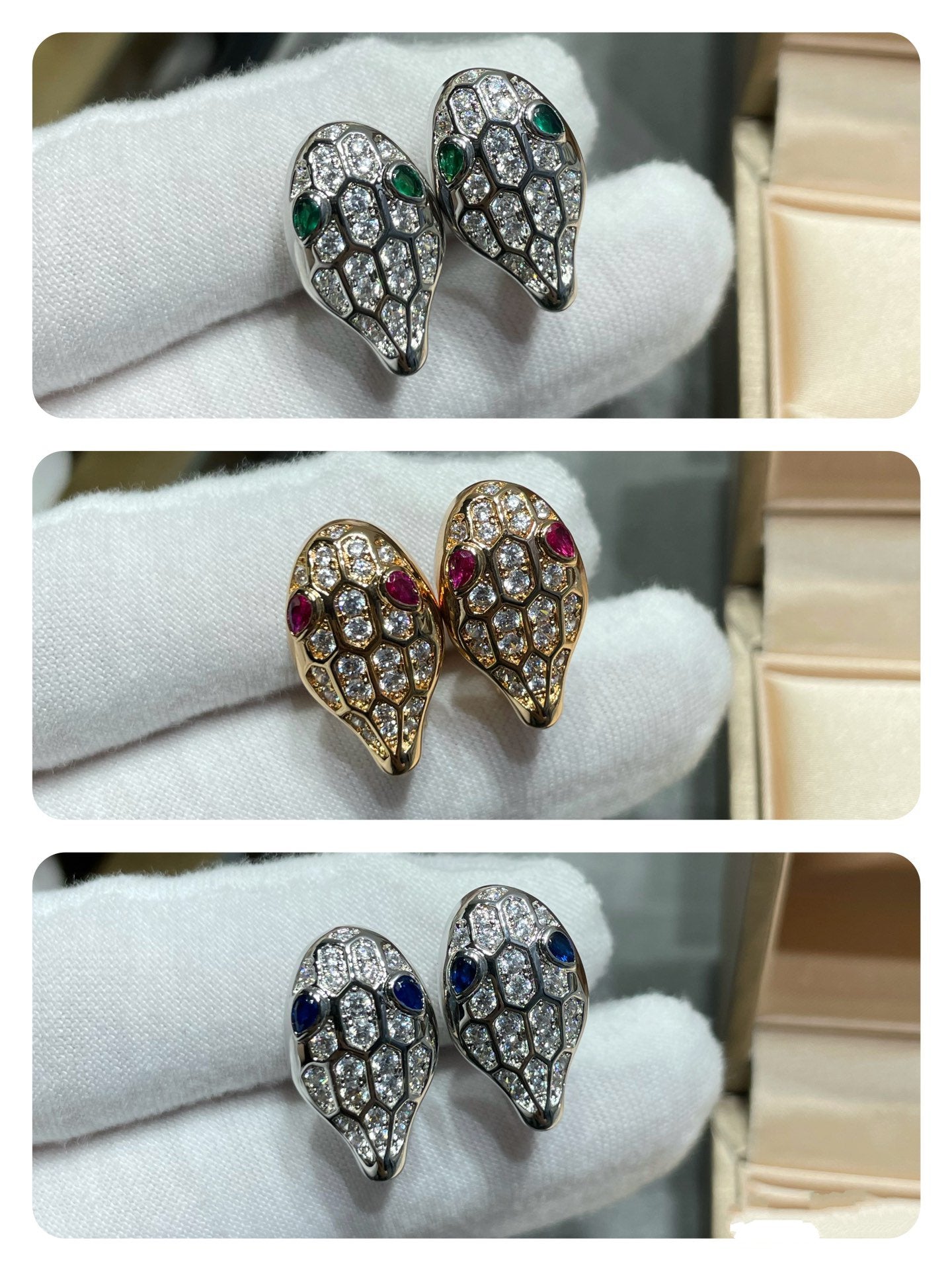 [Baslove]SERPENT DIAMOND STUD EARRINGS