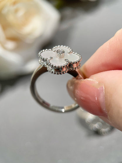 [Baslove]CLOVER SILVER MOP DIAMOND RING