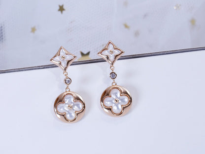 [Baslove]STAR AND SUN PINK GOLD MOP DROP EARRINGS