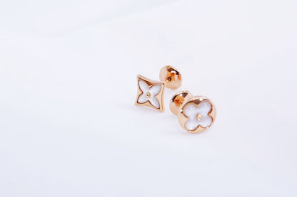 [Baslove]STAR AND SUN PINK GOLD MOP STUD EARRINGS