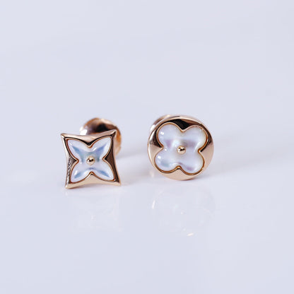 [Baslove]STAR AND SUN PINK GOLD MOP STUD EARRINGS