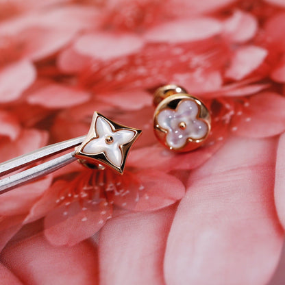 [Baslove]STAR AND SUN PINK GOLD MOP STUD EARRINGS