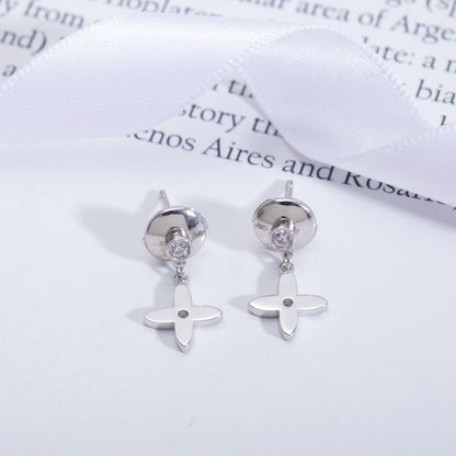 [Baslove]VIDYLLE SILVER DIAMOND MINI DROP EARRINGS