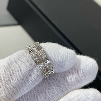 [Baslove]LOVE DIAMOND SILVER HOOP EARRINGS