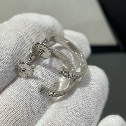 [Baslove]LOVE DIAMOND SILVER HOOP EARRINGS