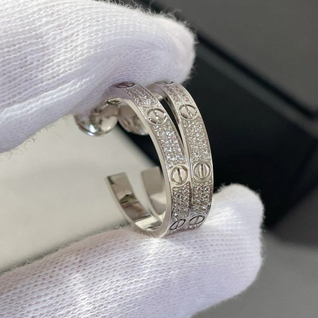 [AURORA]LOVE EARRINGS 3.6MM DIAMOND PAVED