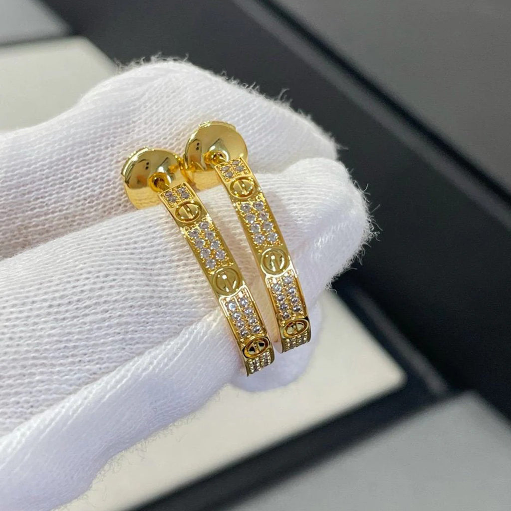 [AURORA]LOVE EARRINGS 3.6MM DIAMOND PAVED