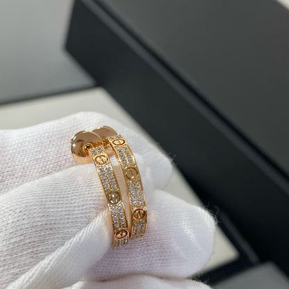 [Baslove]LOVE DIAMOND PINK GOLD HOOP EARRINGS