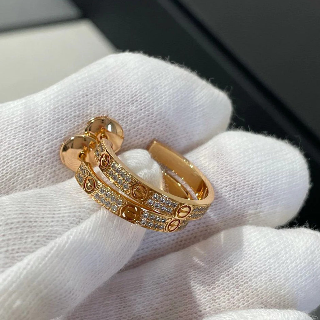 [AURORA]LOVE EARRINGS 3.6MM DIAMOND PAVED