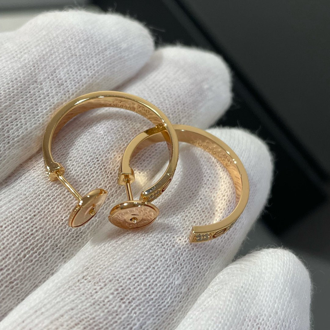 [Baslove]LOVE DIAMOND PINK GOLD HOOP EARRINGS