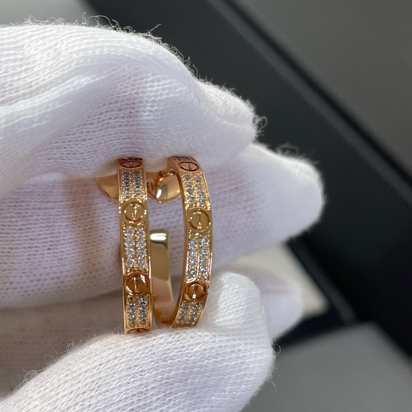 [Baslove]LOVE DIAMOND PINK GOLD HOOP EARRINGS