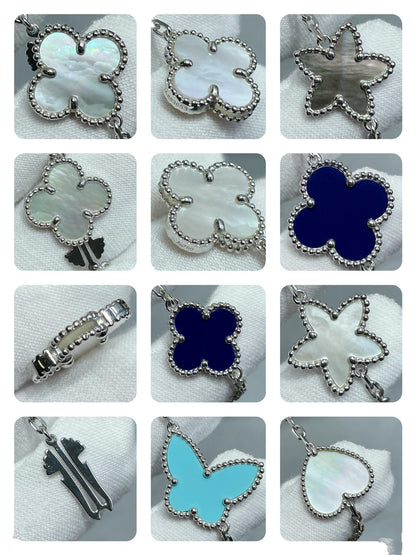 [Baslove]LUCKY CLOVER SILVER 11 MOTIF NECKLACE