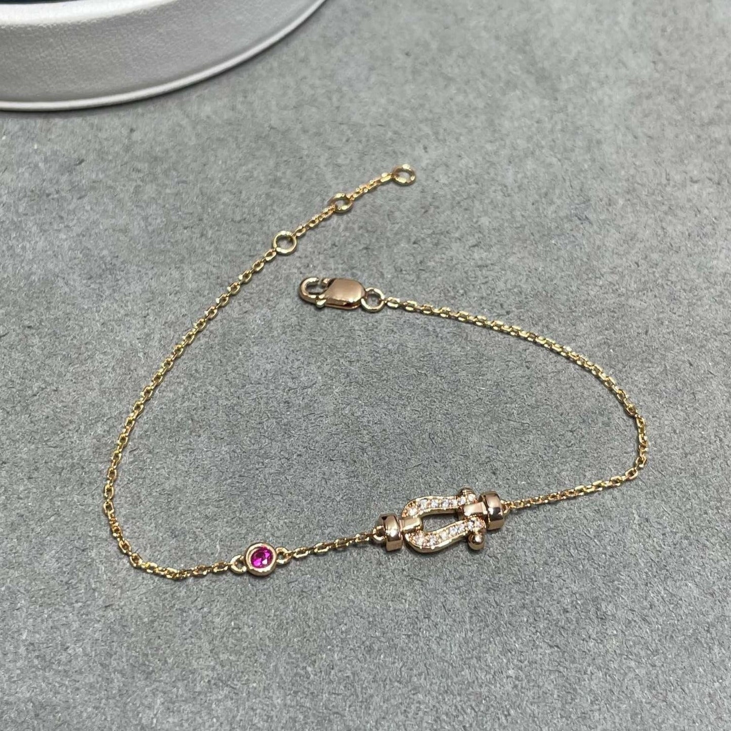 [Baslove]FORCE 10 DIAMOND CHAIN LINK PINK GOLD BRACELET