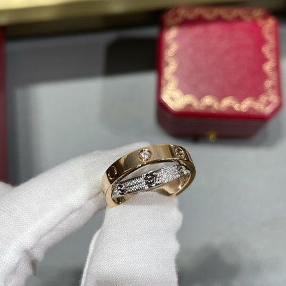 [AURORA]LOVE PINK GOLD SILVER DIAMOND DOUBLE RING