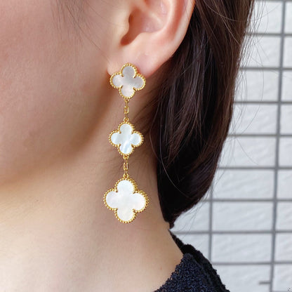 [Baslove]CLOVER MOP 3 MOTIFS GOLD EARRINGS