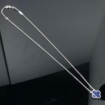 [Baslove]CLOVER PIETERSITE SILVER LONG NECKLACE