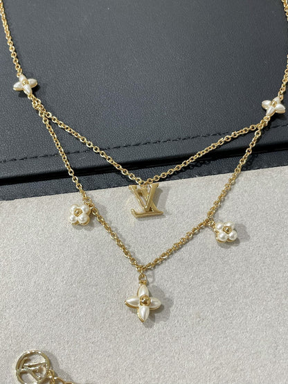 [Baslove]FLOWERGRAM GOLD MOP DOUBLE ROW NECKLACE