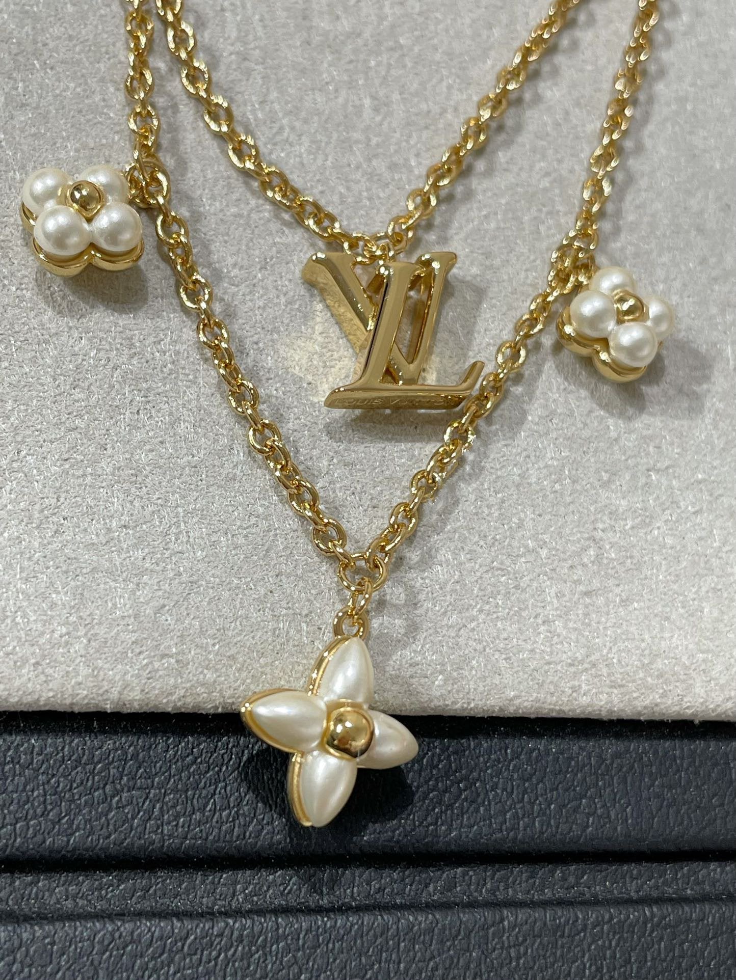 [Baslove]FLOWERGRAM GOLD MOP DOUBLE ROW NECKLACE