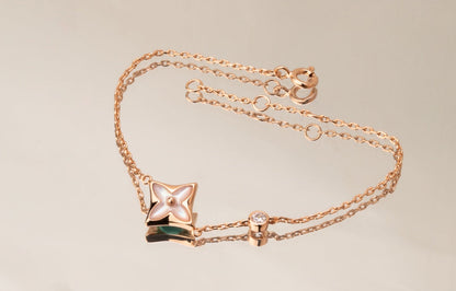 [Baslove]STAR PINK MOP 1 DIAMOND PINK GOLD NECKLACE