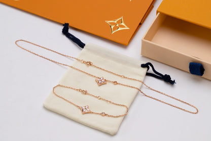 [Baslove]STAR PINK MOP 1 DIAMOND PINK GOLD NECKLACE