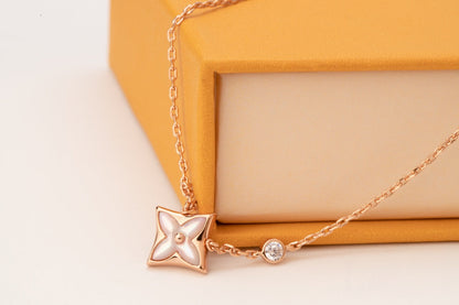 [Baslove]STAR PINK MOP 1 DIAMOND PINK GOLD NECKLACE