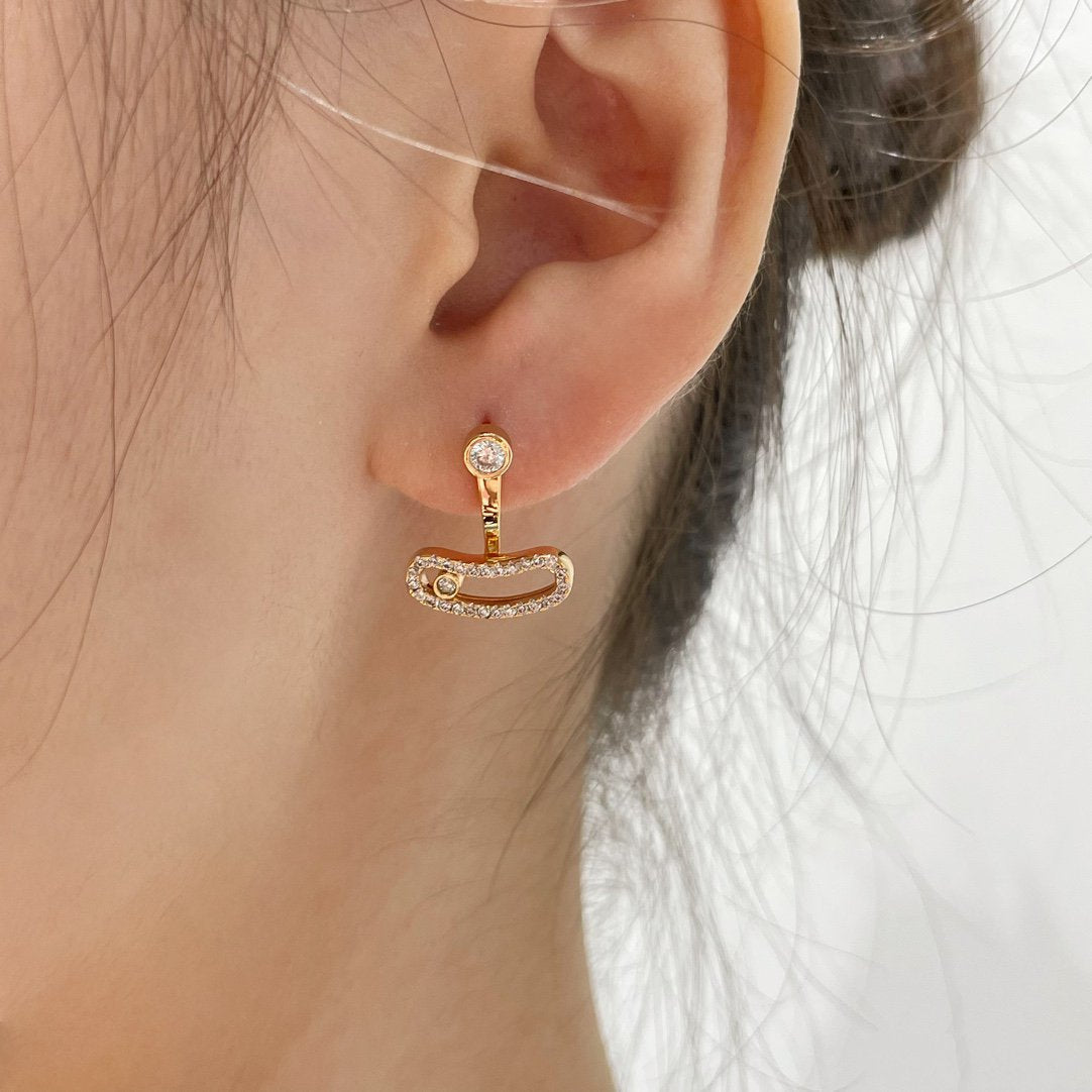 [AURORA]MOVE UNO PINK GOLD DIAMOND EARRINGS