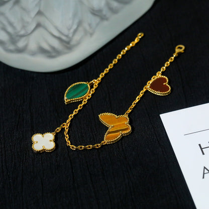 [Baslove]LUCKY SPRING 5 MOTIF GOLD BRACELET