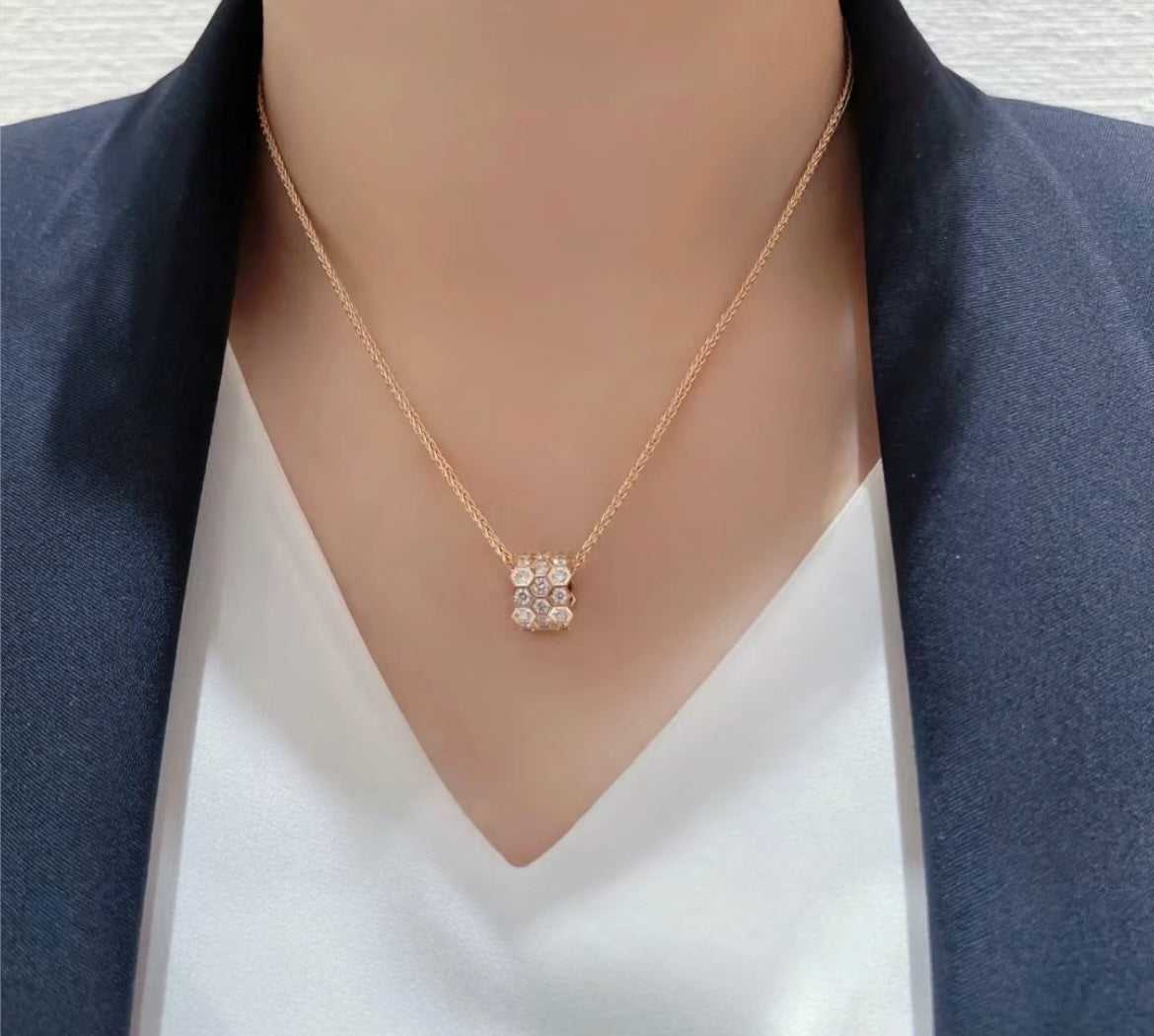 [Baslove]BEE LOVE DIAMOND PAVED 3 ROW NECKLACE