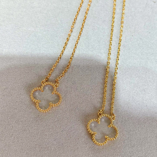 [Baslove]CLOVER ROCK CRYSTAL ROSE GOLD NECKLACE