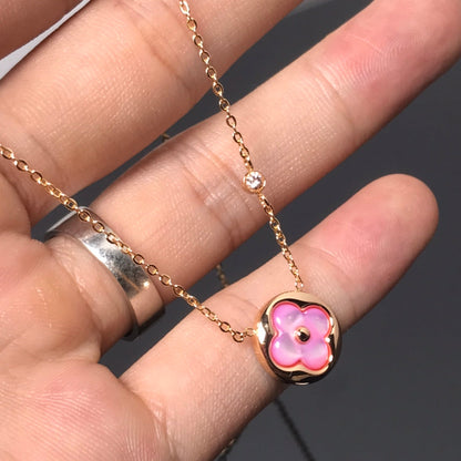 [Baslove]COLOR BLOSSOM PINK MOP SUN GOLD NECKLACE