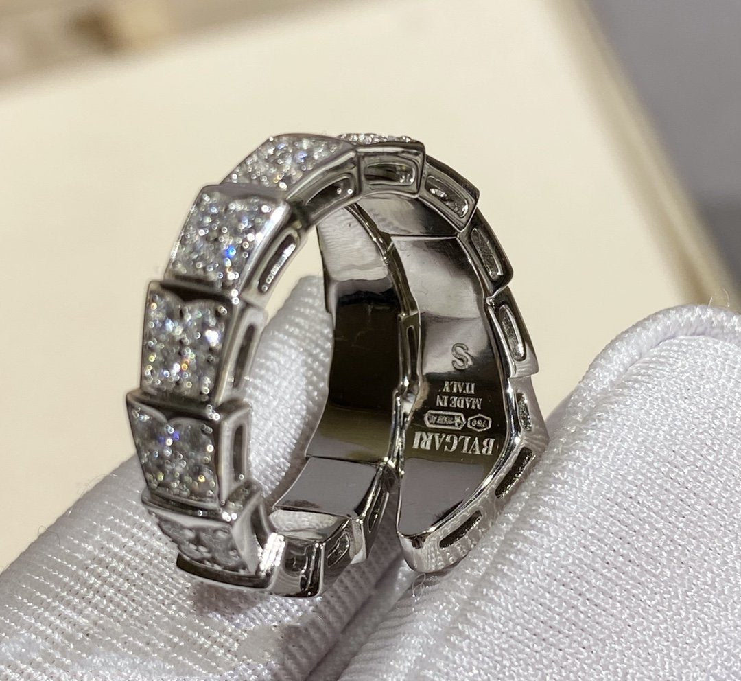 [Baslove]SERPENTI RING SILVER DIAMOND PAVED