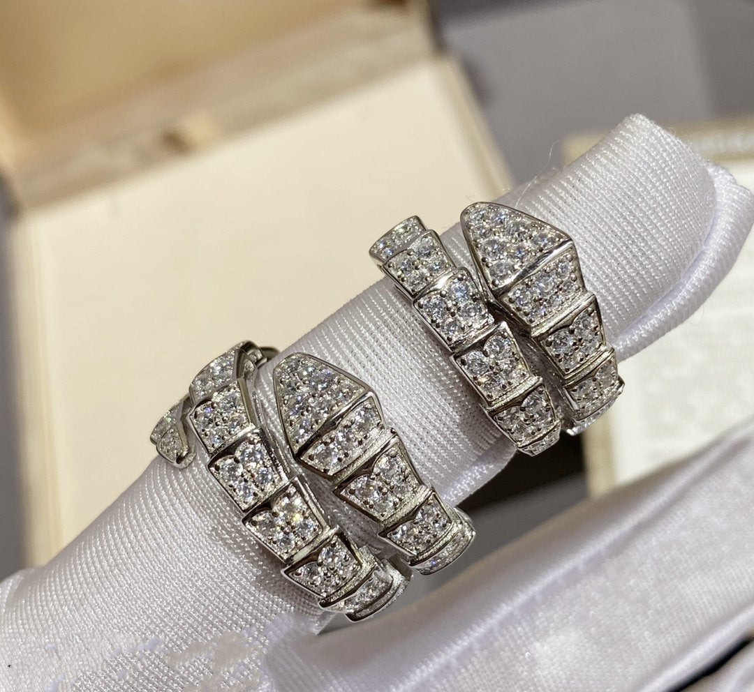 [Baslove]SERPENTI RING SILVER DIAMOND PAVED