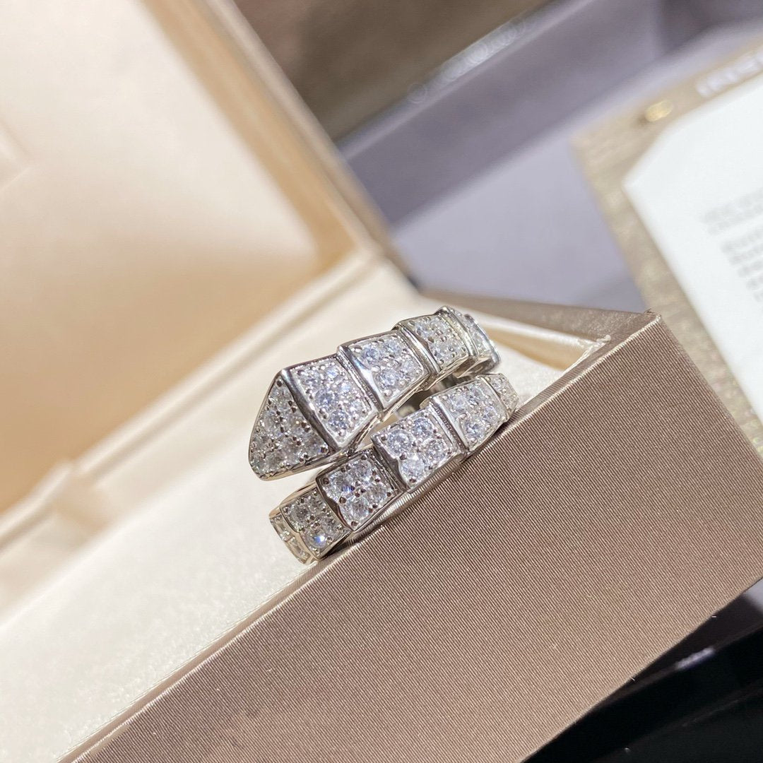 [Baslove]SERPENTI RING SILVER DIAMOND PAVED