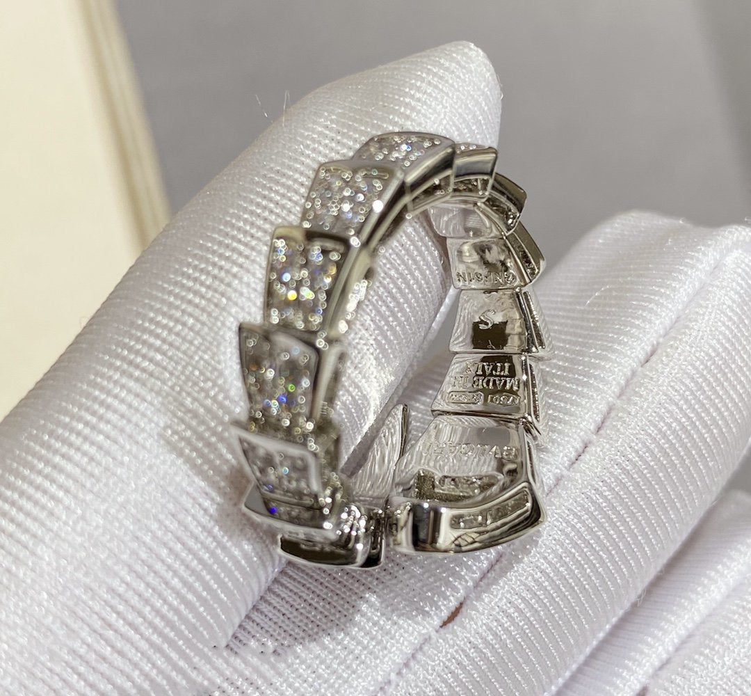 [Baslove]SERPENTI LARGE RING SILVER DIAMOND PAVED