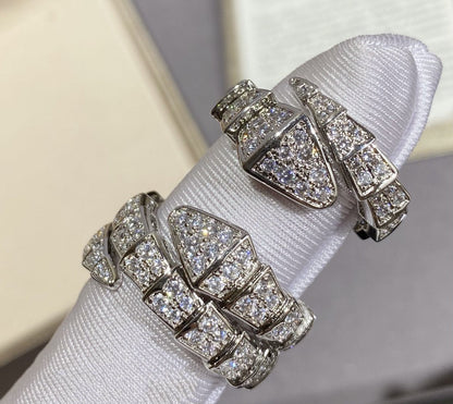 [Baslove]SERPENTI LARGE RING SILVER DIAMOND PAVED