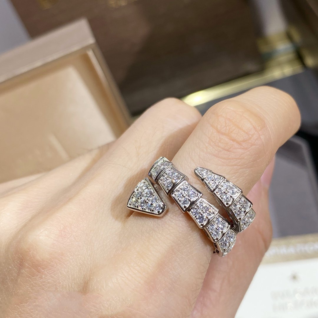 [Baslove]SERPENTI DOUBLE RING SILVER DIAMOND PAVED