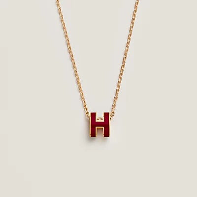 [Baslove]HM CLIC RED ENAMEL GOLD NECKLACE