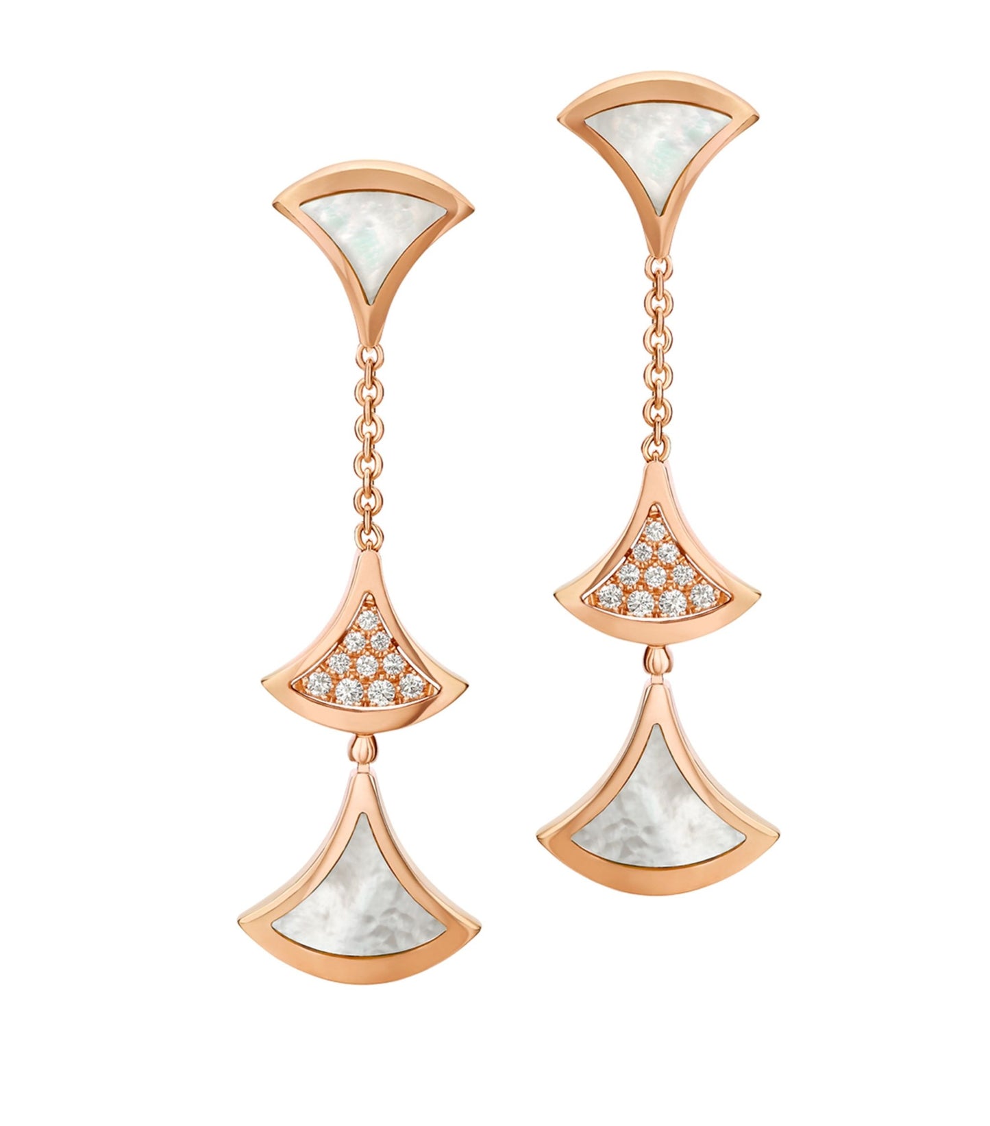 [Baslove]DREAM EARRINGS 3 MOTIFS DIAMOND MOP PINK GOLD